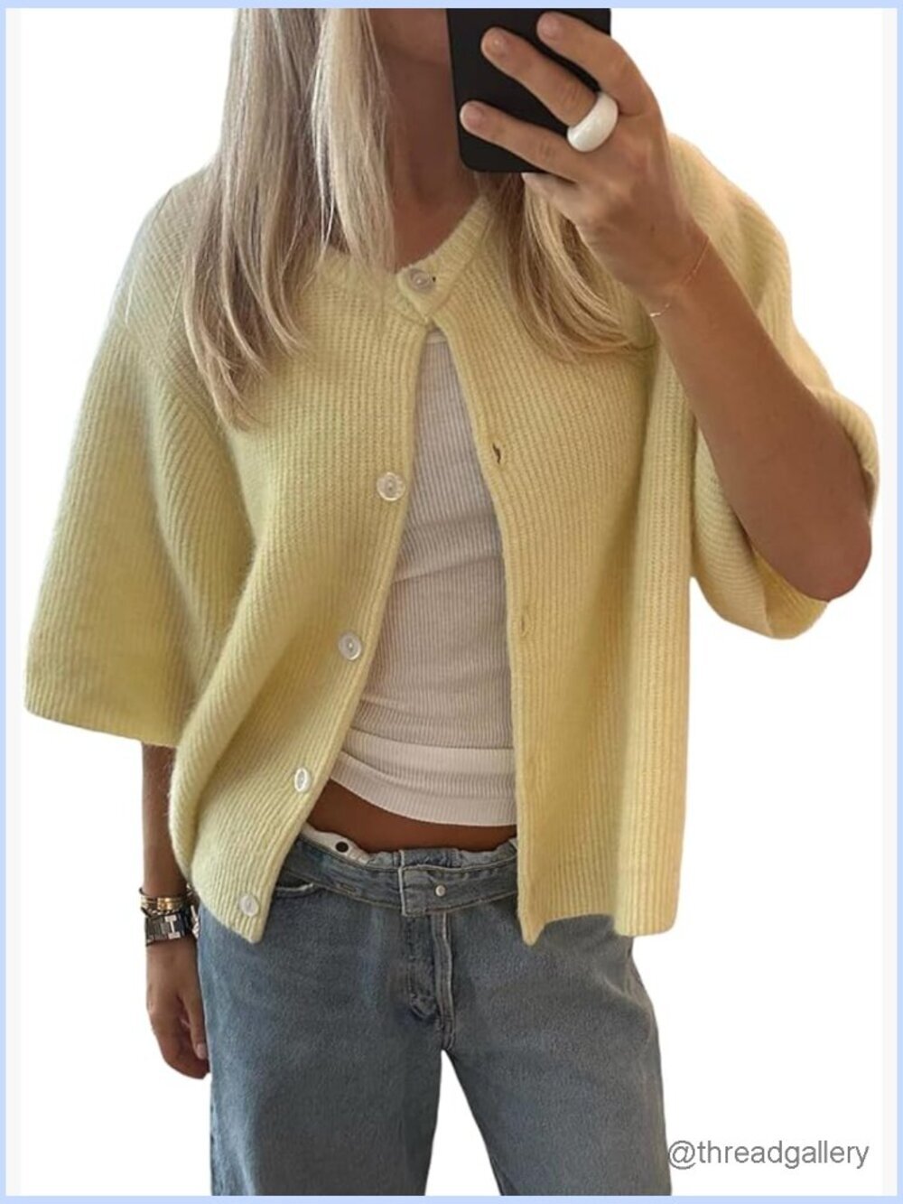 Short Sleeve Rib Knit Crop Cardigan Button Up Sweater Tops